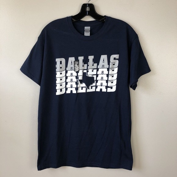 Gildan Dallas Texas T-Shirt Mens M Navy White Heavy Cotton Short Sleeve Tee - Picture 1 of 8